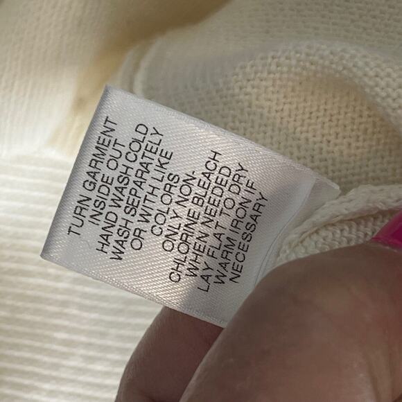 Pullover Sweater Womens XL Cream Drop Shoulder Turtleneck Buckled Strap Accent - Picture 8 of 8